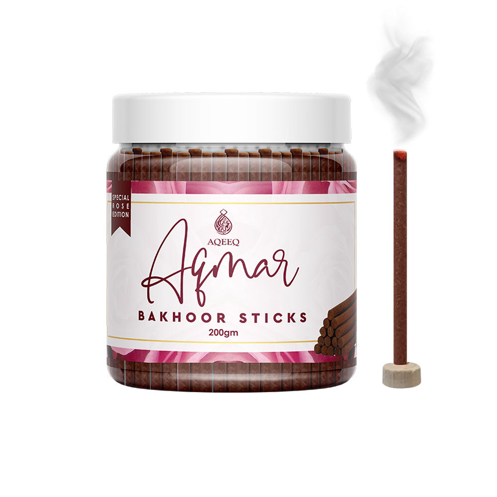Aqeeq Aqmar Premium Bakhoor Sticks | Fragrance of Pink Rose | Charcoal & Bamboo Free | 100/200gms