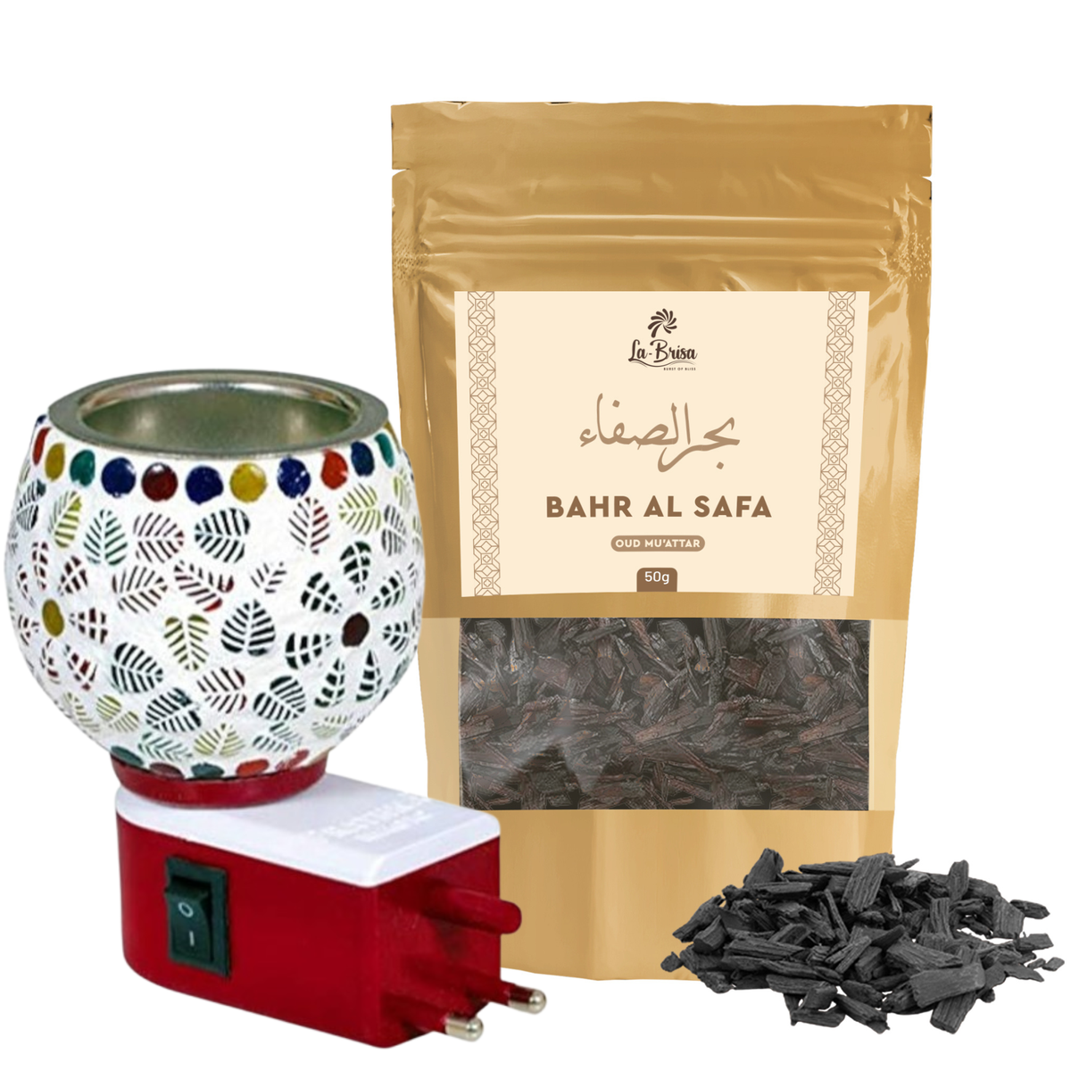 La Brisa Bahr Al Safa Bakhoor Oud Muattar | Fresh Floral Wood Arabian Bakhoor Incense | Oud Wood Chips | 50gms