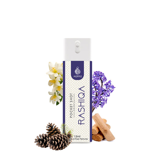 Aqeeq Rashiqa Pocket Shot, 15ml | Premium Long Lasting Unisex Alcohol Free Perfume | Fruity, Rose, Jasmine & Musky Notes | Eau De Parfum |