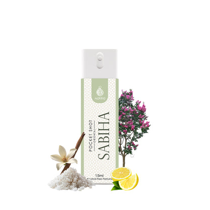Aqeeq Sabiha Pocket Shot, 15ml | Premium Long Lasting Unisex Alcohol Free Perfume | Lemon, Lavender, White Musk & Vanilla Notes | Eau De Parfum |