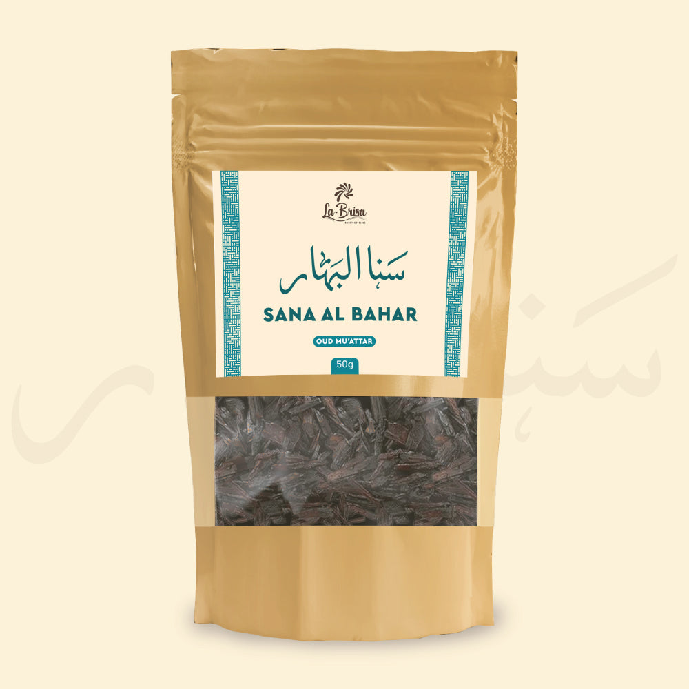 La Brisa Sana Al Bahar Oud Muattar 50g | Arabian Bakhoor Incense | Fresh Oriental Woody Aroma | For Daily Use, Prayer, Relaxation & Gathering