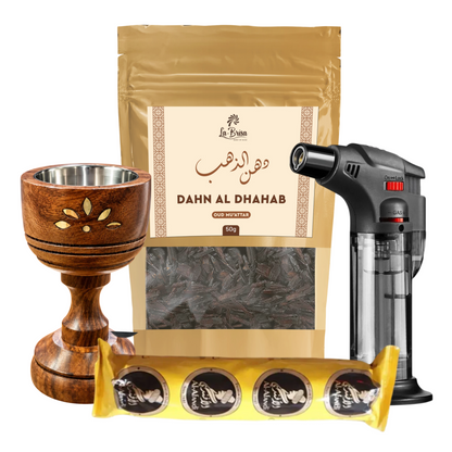 La Brisa Dahn Al Dhahab Oud Muattar Combo 3 with burner and accessories
