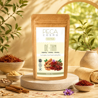 Peca Cosmo De-Tan Face Pack, 50gms | 100% Organic, Natural & Handmade | No Artificial Fragrance | Suitable For All Skin Types