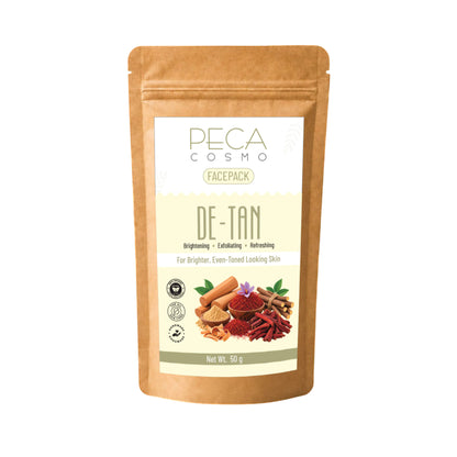 Peca Cosmo De-Tan Face Pack, 50gms | 100% Organic, Natural & Handmade | No Artificial Fragrance | Suitable For All Skin Types
