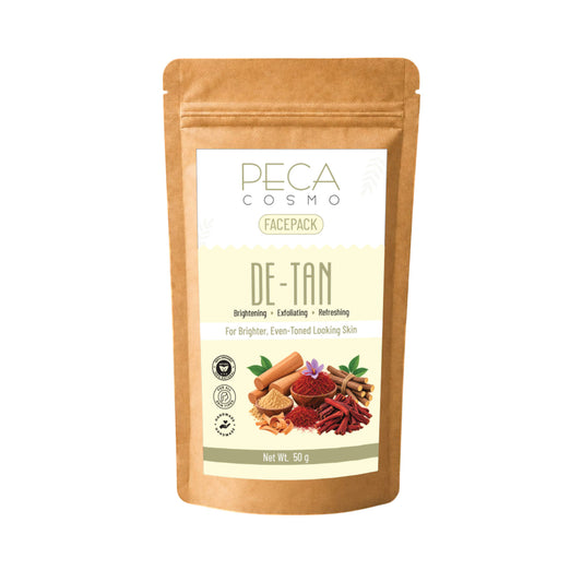 Peca Cosmo De-Tan Face Pack, 50gms | 100% Organic, Natural & Handmade | No Artificial Fragrance | Suitable For All Skin Types