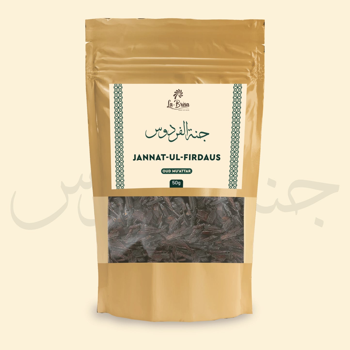 La Brisa Jannat ul Firdaus Bakhoor Oud Muattar | Fresh Herbal Earthy Traditional Arabian Fragrance | 50gms
