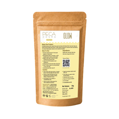 Peca Cosmo Glow Face Pack, 50gms | 100% Organic, Natural & Handmade | No Artificial Fragrance | Suitable For All Skin Types