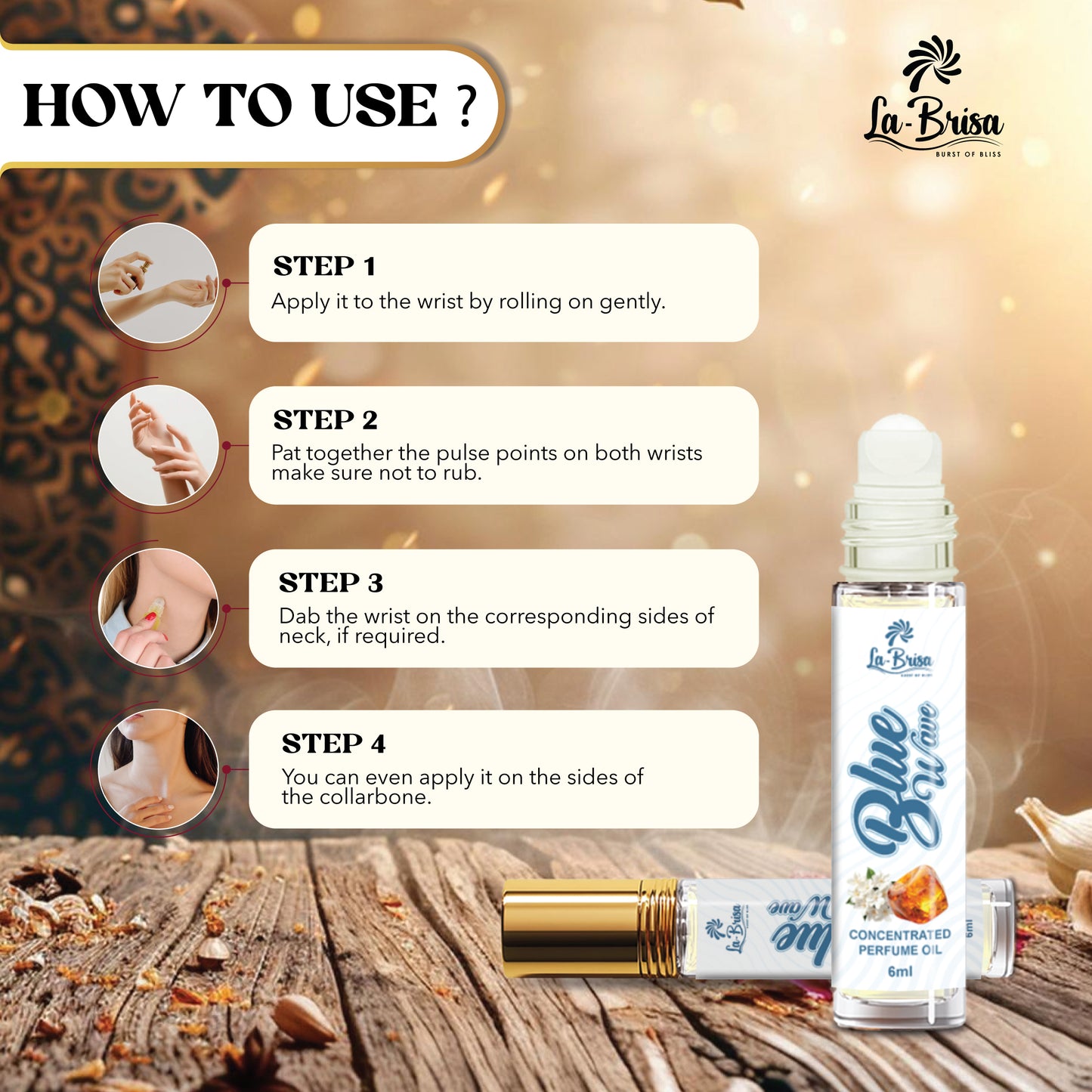 La Brisa Blue Wave Attar For Men & Women | Long Lasting Fresh Aqua Citrus Perfume Oil Roll On | 6ml