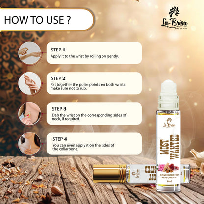 La Brisa Most Wanted Attar Roll On, 6ml | Long Lasting Attar For Men | Ginger Vanilla Woody Notes