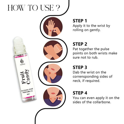 Aqeeq Fruit Candy Attar For Women | Sweet Fruity Cotton Candy Attar Perfume Roll On | Alcohol Free & Long Lasting | 6ml