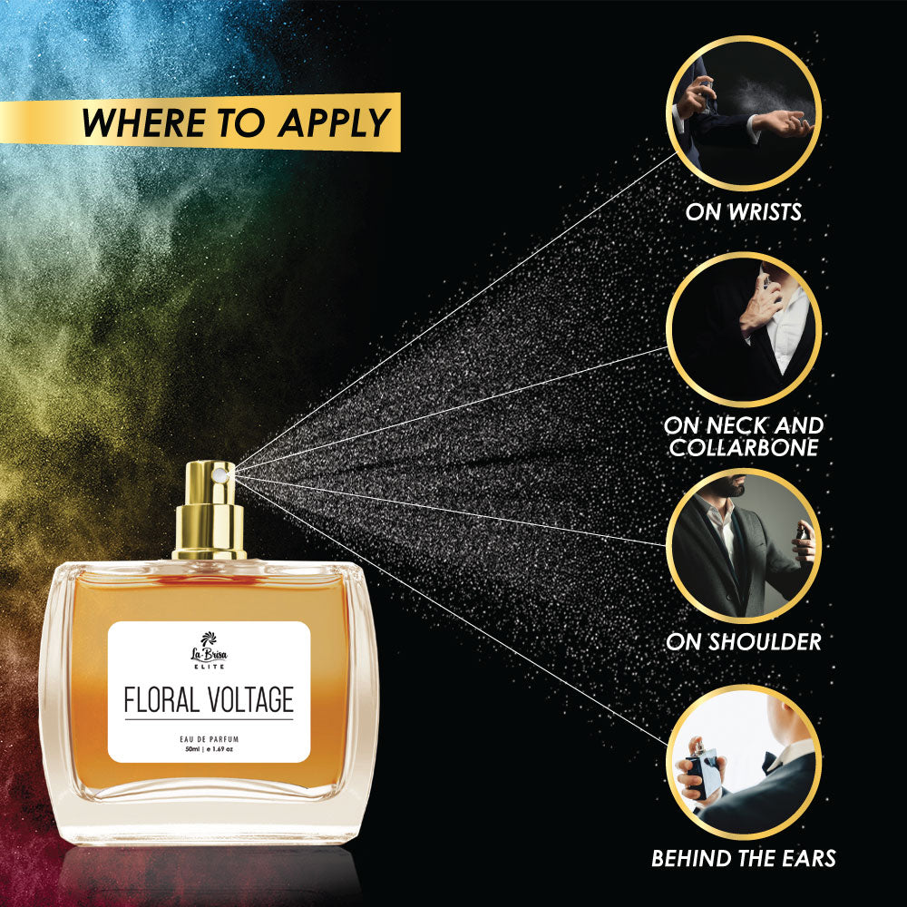 La Brisa (Elite) Floral Voltage | Long Lasting Perfume For Women | Jasmine, Tuberose, Rangoon Creeper & Sweet Floral Notes | Luxurious Women's Perfume | Ideal For Every Special Moments | Eau De Parfum - 50ml |