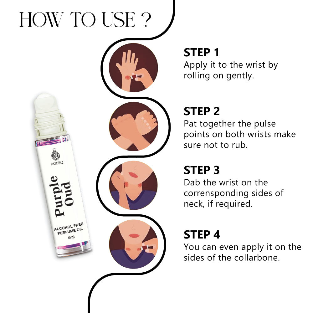 Aqeeq Purple Oud Unisex Attar Perfume Roll On | Long Lasting Attar For Men & Women | 6ml