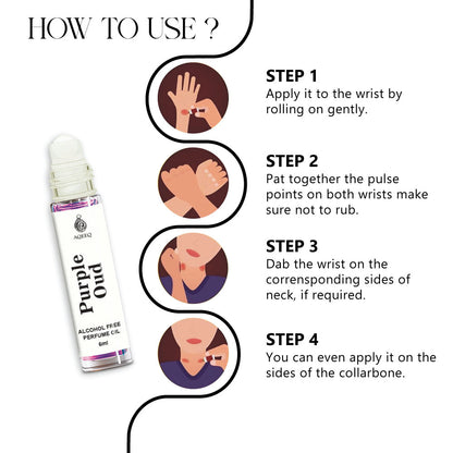 Aqeeq Purple Oud Unisex Attar Perfume Roll On | Long Lasting Attar For Men & Women | 6ml