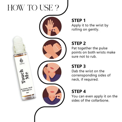 Aqeeq Touch Me Arabic Attar For Men & Women | Long Lasting Mukhallat Unisex Attar Roll On | 6ml