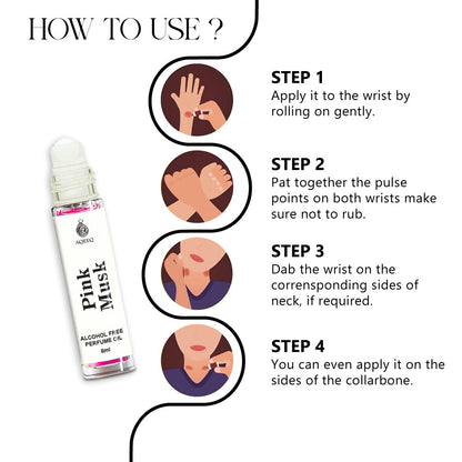 Aqeeq Pink Musk Unisex Attar Roll On | Long Lasting Fresh Strong Musk Attar Perfume For Men & Women | 6ml