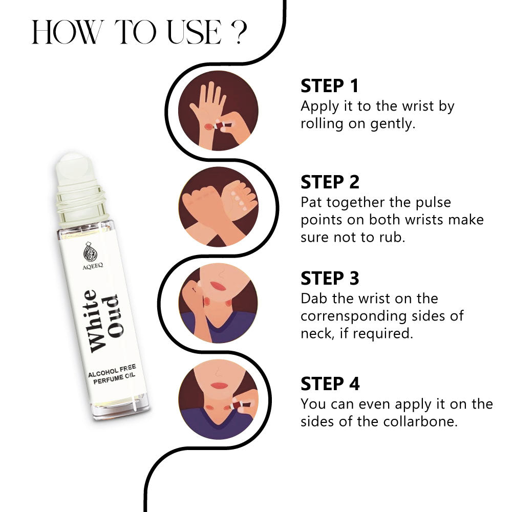 Aqeeq White Oud Unisex Attar For Men & Women | Long Lasting Citrus Fresh Woody Attar Roll On | 6ml