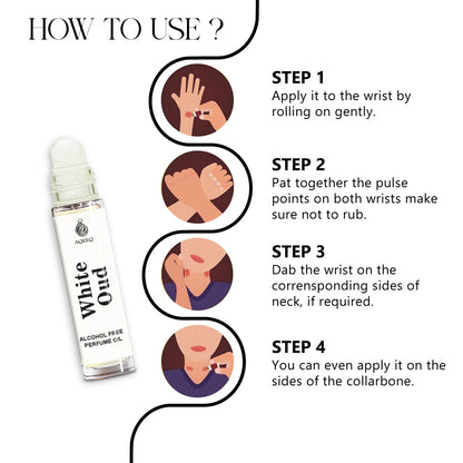 Aqeeq White Oud Unisex Attar For Men & Women | Long Lasting Citrus Fresh Woody Attar Roll On | 6ml