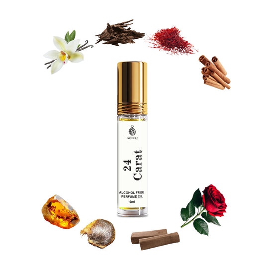 Aqeeq 24 Carat Attar For Men & Women | Long Lasting Arabian Attar Roll On | Alcohol Free Unisex Attar Perfume | 6ml