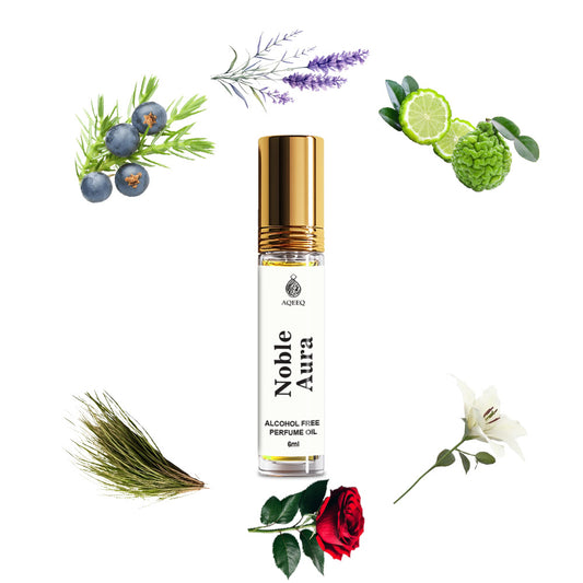 Aqeeq Noble Aura Attar For Men | Long Lasting Fresh Strong Woody Perfume Oil Roll On | 6ml