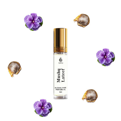 Aqeeq Mushq Lateef Attar Roll On For Men & Women | Long Lasting Soft Floral Sweet Arabian Musk Unisex Attar |  6ml