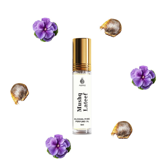Aqeeq Mushq Lateef Attar Roll On For Men & Women | Long Lasting Soft Floral Sweet Arabian Musk Unisex Attar |  6ml