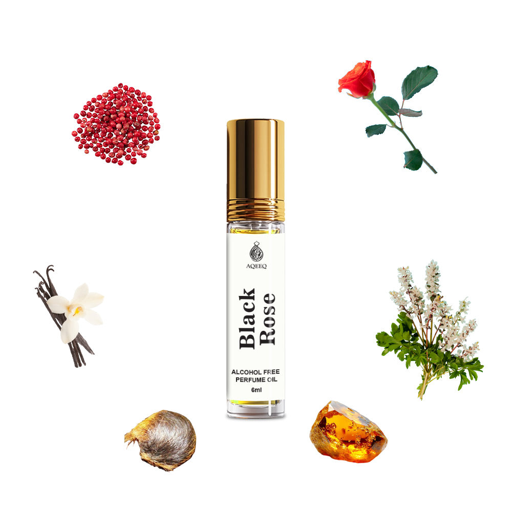 Aqeeq Black Rose Attar For Men & Women | Long Lasting Spicy Floral Unisex Attar Roll On | 6ml