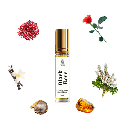 Aqeeq Black Rose Attar For Men & Women | Long Lasting Spicy Floral Unisex Attar Roll On | 6ml