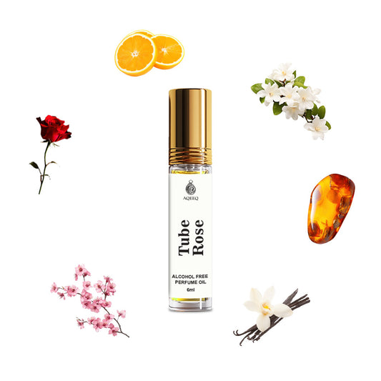 Aqeeq Tuberose (Rajnigandha) Premium Attar Roll On, 6 ml | Long-Lasting Unisex Attar for Men & Women