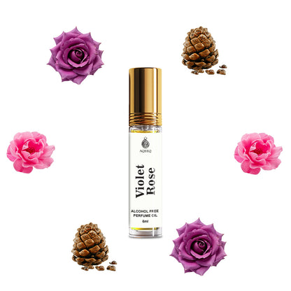 Aqeeq Violet Rose Attar For Men & Women | Long Lasting Floral Unisex Attar Perfume Roll On | 6ml