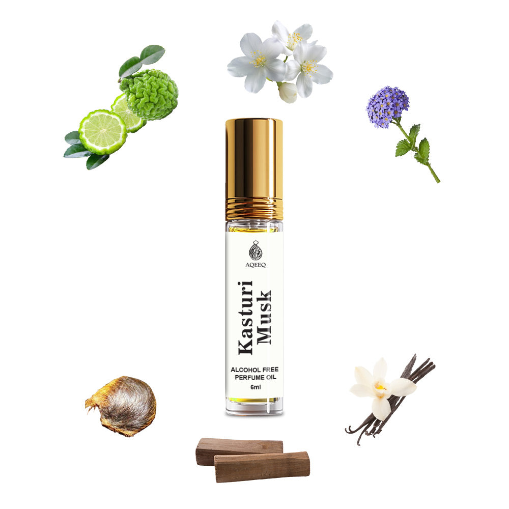 Aqeeq Kasturi Musk Unisex Attar Roll On | Traditional Black Kasturi Attar For Men & Women | 6ml