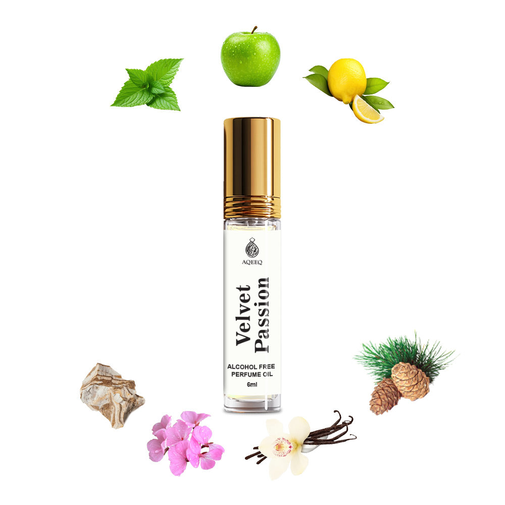 Aqeeq Velvet Passion Attar For Men | Inspired by Eros | Long Lasting Citrus Bold Fresh Woody Attar Roll On | 6ml