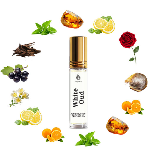 Aqeeq White Oud Unisex Attar For Men & Women | Long Lasting Citrus Fresh Woody Attar Roll On | 6ml