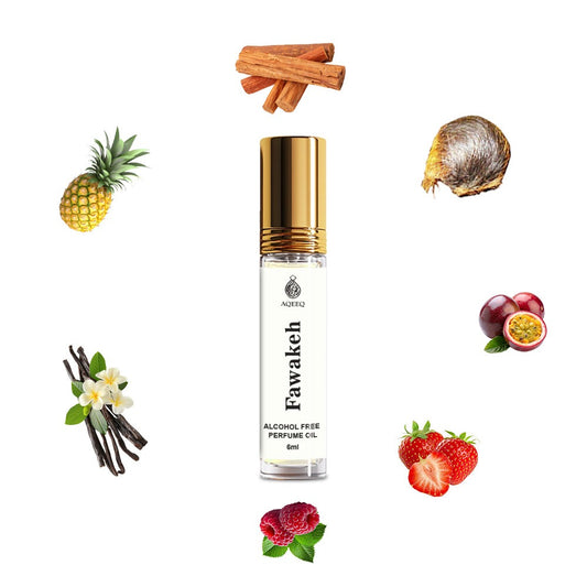 Aqeeq Fawakeh Attar For Men & Women | Strawberry Pineapple Raspberry Vanilla Unisex Attar Roll On | 6ml