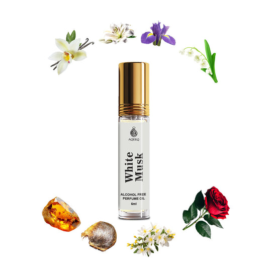 Aqeeq White Musk Attar For Men & Women | Soft Floral Musk Unisex Musk Attar | Long Lasting Alcohol Free Roll On | 6ml