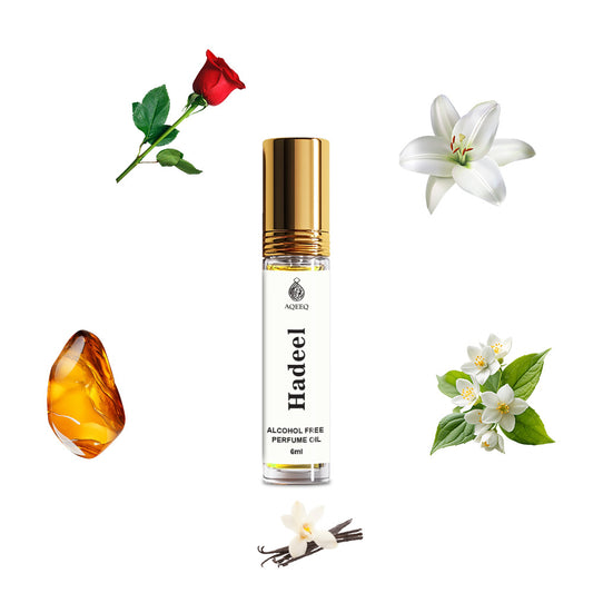 Aqeeq Hadeel Oriental Attar For Women | Citrus Rose Jasmine Vanilla Attar Perfume | Long Lasting Attar Roll On | 6ml