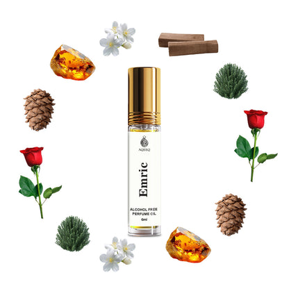 Aqeeq Emric Luxury Woody Attar For Men & Women | Long Lasting Soft Woody Rose Musk Unisex Attar | 6ml