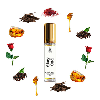 Aqeeq Shay Oud Premium Attar For Men | Long Lasting Strong Spicy Oud Attar Roll On | 6ml