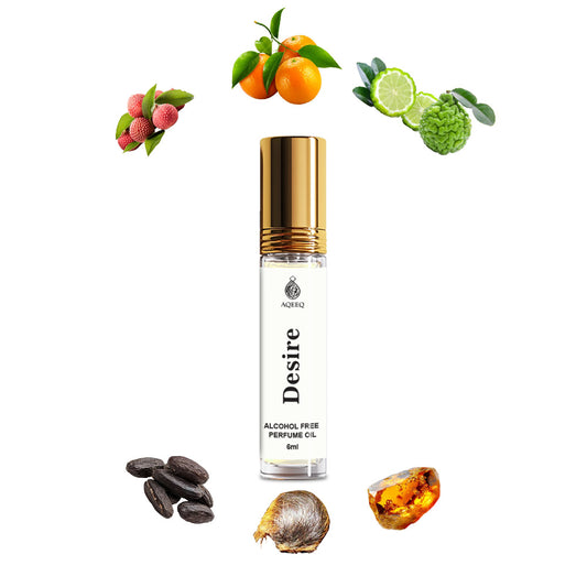 Aqeeq Desire Attar For Men | Fresh Aqua Citrus Attar Perfume Oil Roll On | 6ml