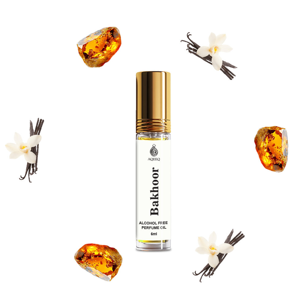 Aqeeq Bakhoor Attar Roll On, 6ml | Long Lasting Luxury Unisex Attar for Men & Women | Floral Fruity Oriental Arabic Attar