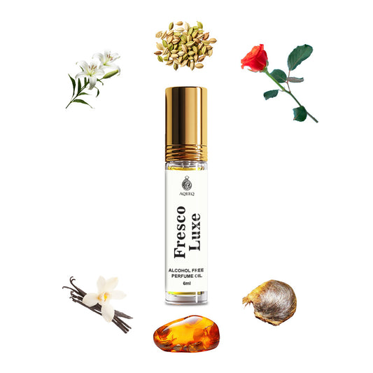 Aqeeq Fresco Luxe Attar For Men & Women | Long Lasting Rose Lily Musk Amber Unisex Attar Perfume | 6ml