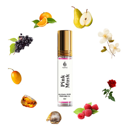 Aqeeq Pink Musk Unisex Attar Roll On | Long Lasting Fresh Strong Musk Attar Perfume For Men & Women | 6ml