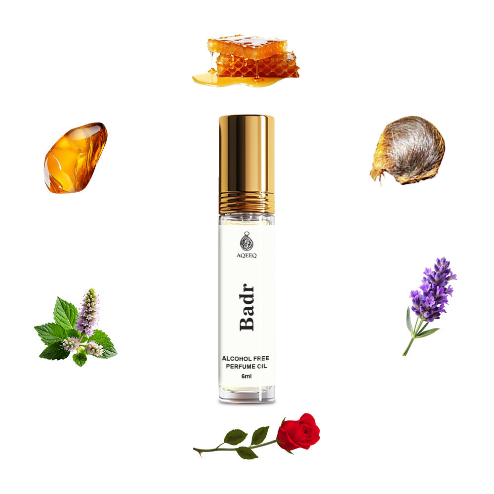 Aqeeq Badr Unisex Arabian Attar Roll On | Long Lasting Sweet Floral Arabic Attar For Men & Women | 6ml