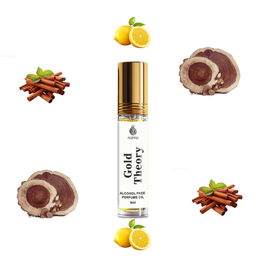 Aqeeq Gold Theory Attar For Men | Long Lasting Soft Fresh Woody Men Attar Perfume Roll On | 6ml