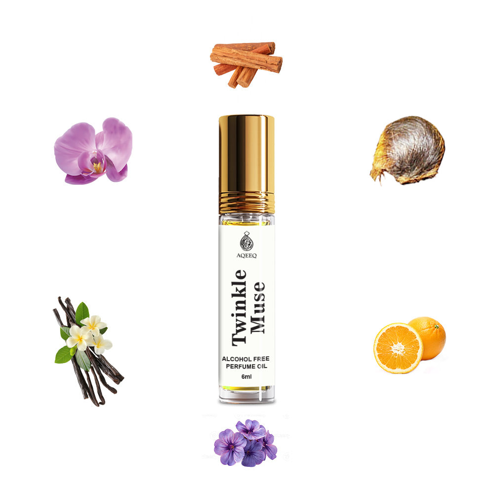 Aqeeq Twinkle Muse Attar For Women | Sweet Fruity Vanilla Musk Attar Perfume Roll On | Long Lasting Alcohol Free Women Attar | 6ml