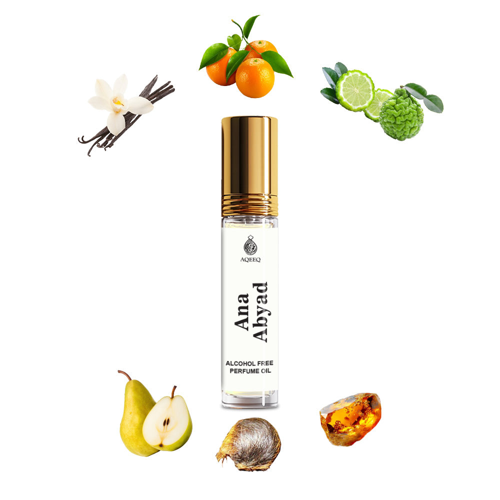 Aqeeq Ana Abyad Attar For Men & Women | Citrus Floral Musk Amber Notes | Long Lasting Unisex Attar Roll On | 6ml