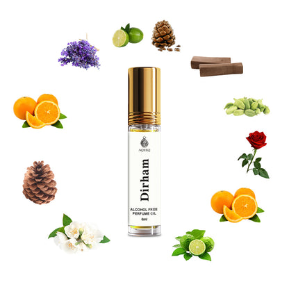 Aqeeq Dirham Arabian Attar Roll On For Men & Women | Fresh Spicy Woody Oriental Unisex Attar | 6ml