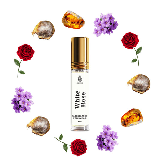 Aqeeq White Rose Premium Attar Roll On For Men & Women | Unisex Long Lasting Rose Attar | 6ml