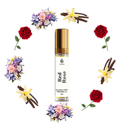 Aqeeq Red Rose Unisex Attar Roll On | Long Lasting Floral Attar For Men & Women | 6ml
