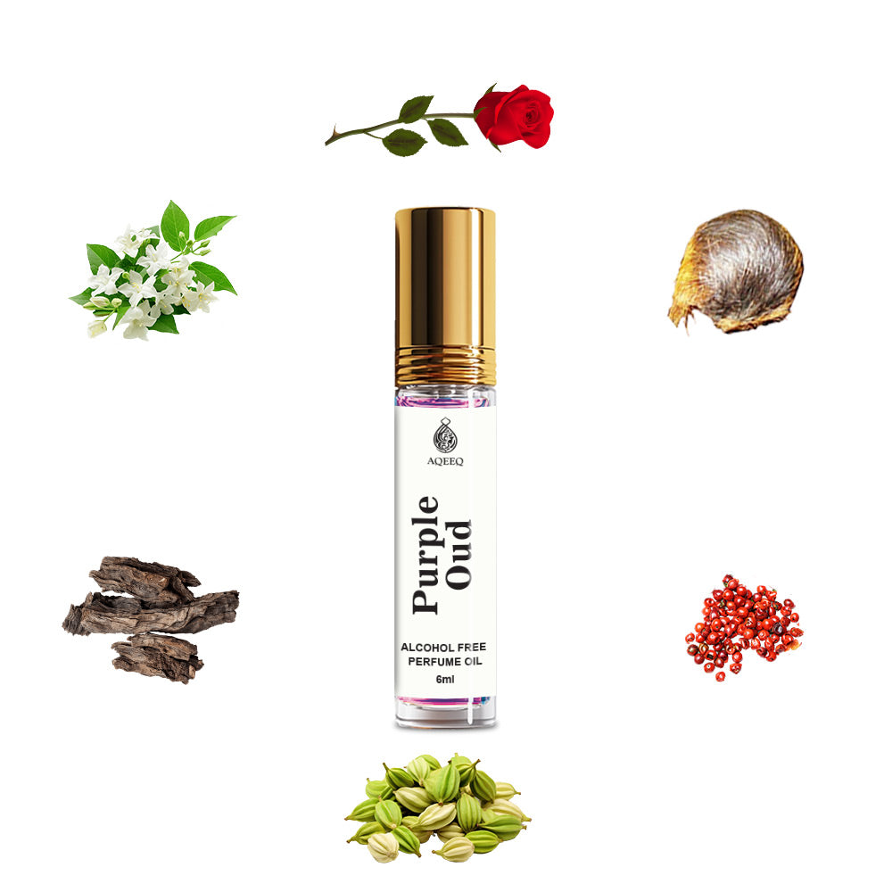 Aqeeq Purple Oud Unisex Attar Perfume Roll On | Long Lasting Attar For Men & Women | 6ml