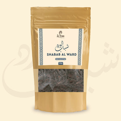 La Brisa Shabab Al Ward Oud Muattar 50g front pouch